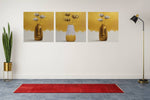 Modern Gouden Vazen – Canvas Wanddecoratie in Vierkante Vorm