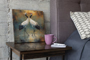 Twee Liefdeskranen – Vierkante Canvas Wandkunst