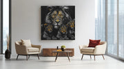 Leeuw met Welpen Vierkant – Modern Canvas Schilderij – Vierkant Canvas Kunst voor de Muur