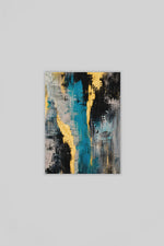 Abstract Blauw Goud Canvas Schilderij 75x100 cm