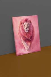 Roze Leeuw Canvas Schilderij 75x100 cm