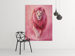 Roze Leeuw Canvas Schilderij 75x100 cm