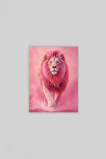 Roze Leeuw Canvas Schilderij 75x100 cm