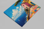 Mediterraanse Kustlijn Canvas Schilderij 100x75 cm
