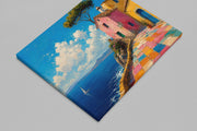 Mediterraanse Kustlijn Canvas Schilderij 100x75 cm