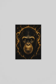 Gouden Chimpansee Canvas Schilderij 75x100 cm