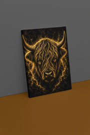 Gouden Schotse Hooglander Canvas Schilderij 75x100 cm