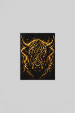 Gouden Schotse Hooglander Canvas Schilderij 75x100 cm