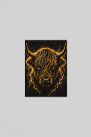 Gouden Schotse Hooglander Canvas Schilderij 75x100 cm