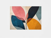 Abstracte Bladeren in Pastelkleuren Print op Canvas 100x75 cm