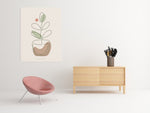 Line Art Plant Canvas Schilderij 75x100 cm