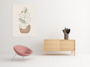 Line Art Plant Canvas Schilderij 75x100 cm