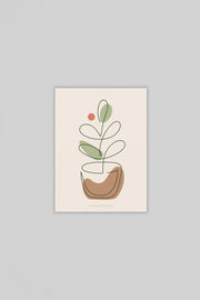 Line Art Plant Canvas Schilderij 75x100 cm