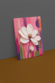 Witte Cosmosbloem Canvas Schilderij 75x100 cm