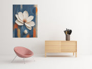 Witte Cosmosbloem Canvas Schilderij 75x100 cm
