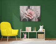 Roze Bloem Abstracte Canvas Schilderij 100x75 cm