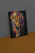 Pop Art Kleurrijke Luipaard Canvas Schilderij 75x100 cm