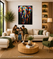 Kleurrijke Olifant Pop Art Canvas Schilderij 75x100 cm