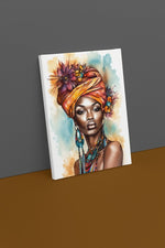 Afrikaanse Vrouw Canvas Schilderij 75x100 cm