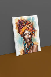 Afrikaanse Vrouw Canvas Schilderij 75x100 cm