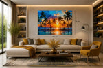 Zonsondergang Canvas Schilderij 100x75 cm