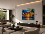 Zonsondergang Canvas Schilderij 100x75 cm