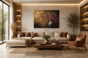 Veldbloemen in Vaas Canvas Schilderij 100x75 cm