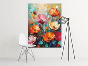 Kleurrijke Bloemen Canvas Schilderij 75x100 cm