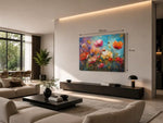 Kleurrijke Bloemenweide Canvas Schilderij 100x75 cm