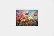 Kleurrijke Bloemenweide Canvas Schilderij 100x75 cm