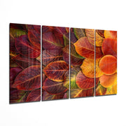 Autumn Leaves 4 Pieces Mega Glass Wall Art (150x92 cm)