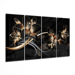 Flower Wave 4 Pieces Mega Glass Wall Art (150x92 cm)