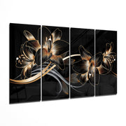Flower Wave 4 Pieces Mega Glass Wall Art (150x92 cm)