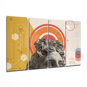 Thoughts of the Statue 4 Pieces Mega Glass Wall Art (150x92 cm)