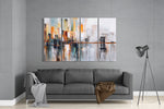 Manhattan Silhouette 4 Pieces Mega Glass Wall Art (150x92 cm)