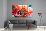 Rose 4 Pieces Mega Glass Wall Art (150x92 cm)