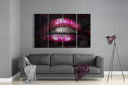 Lips 4 Pieces Mega Glass Wall Art (150x92 cm)
