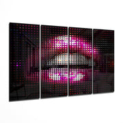 Lips 4 Pieces Mega Glass Wall Art (150x92 cm)