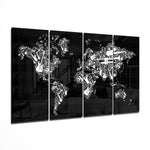 World Map 4 Pieces Mega Glass Wall Art (150x92 cm)