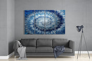 Blue Spiral 4 Pieces Mega Glass Wall Art (150x92 cm)