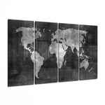 World Map 4 Pieces Mega Glass Wall Art (150x92 cm)