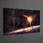 Sunset at the Space 4 Pieces Mega Glass Wall Art (150x92 cm)