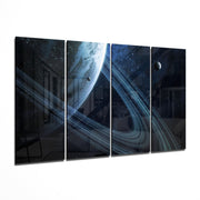 Saturn 4 Pieces Mega Glass Wall Art (150x92 cm)