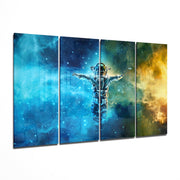 Astronaut  4 Pieces Mega Glass Wall Art (150x92 cm)