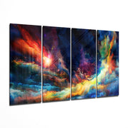 Colorful Space 4 Pieces Mega Glass Wall Art (150x92 cm)