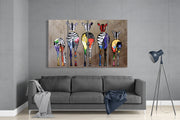 Zebras 4 Pieces Mega Glass Wall Art (150x92 cm)