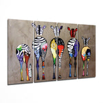 Zebras 4 Pieces Mega Glass Wall Art (150x92 cm)