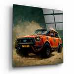 Vierkant Glasschilderij Racer Glasschilderij | Designer collectie