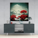 Red Forest Glass Wall Art  || Designer Collection | Insigne Art Design