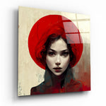 Vierkant Glasschilderij rood Hat Glasschilderij | Designer collectie